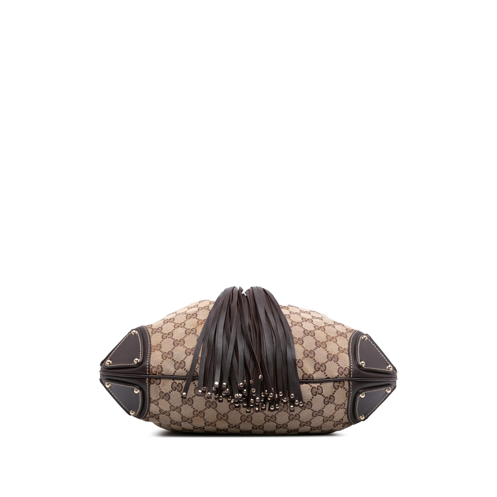 Gucci Medium GG Canvas Bamboo Indy Hobo