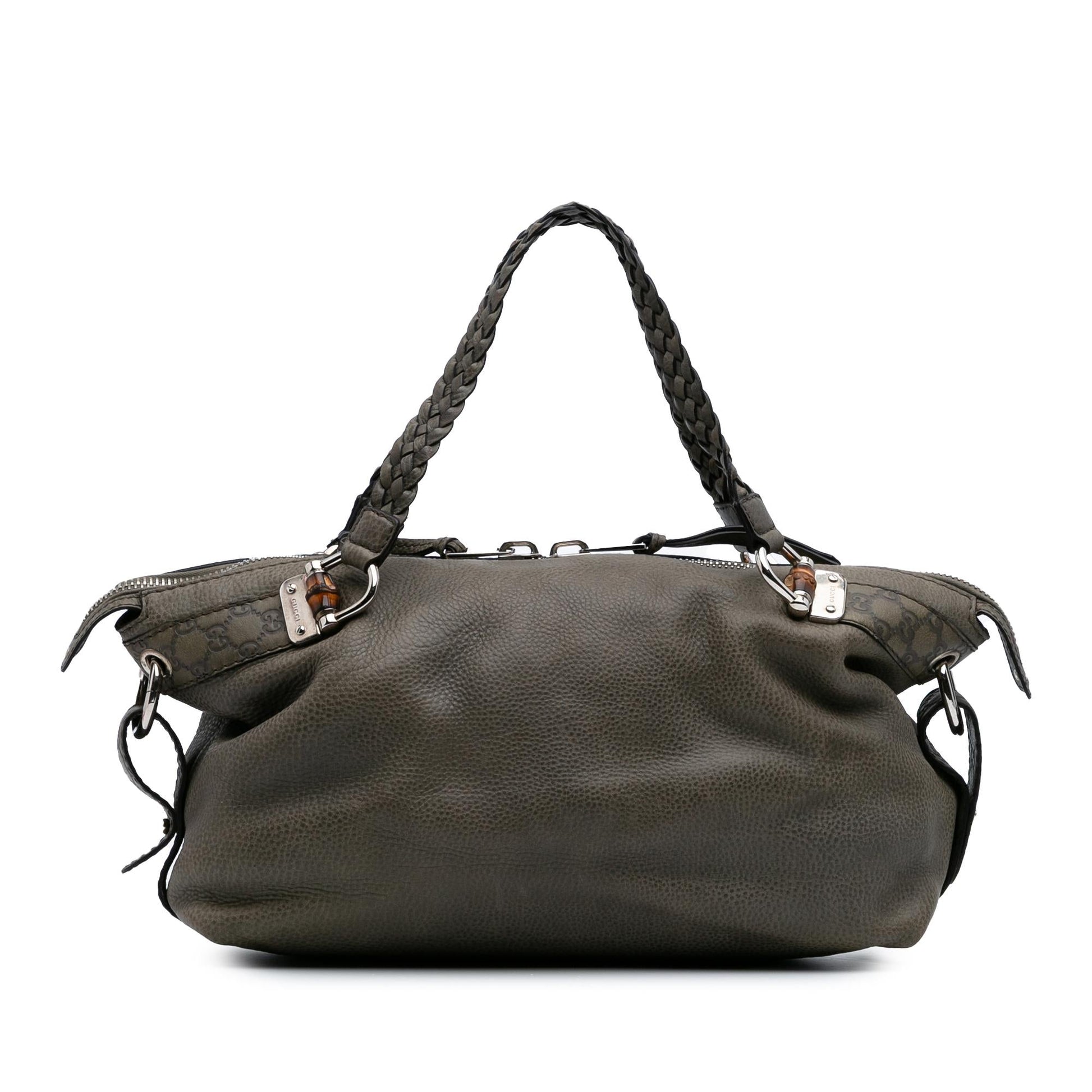 Gucci Medium Leather Bamboo Bar Tote