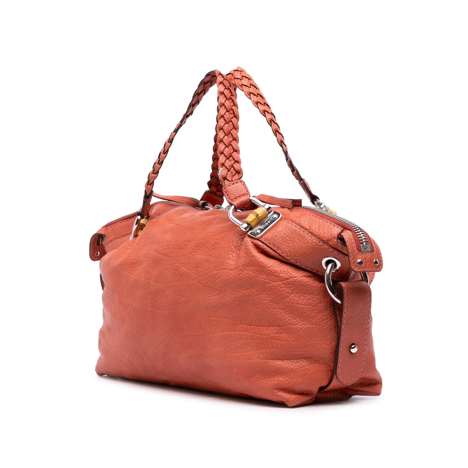 Gucci Medium Leather Bamboo Bar Tote