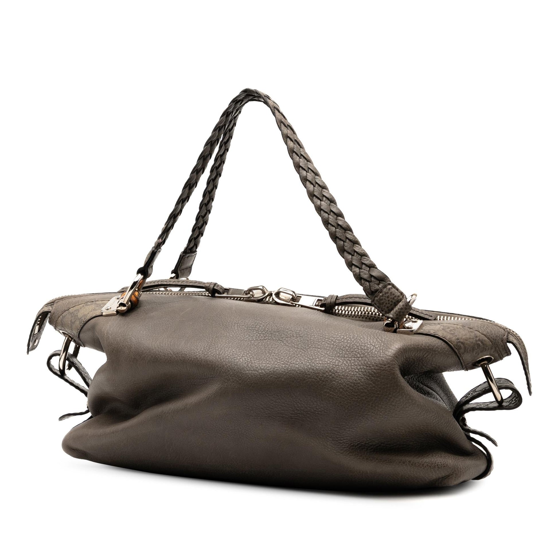 Gucci Medium Leather Bamboo Bar Tote