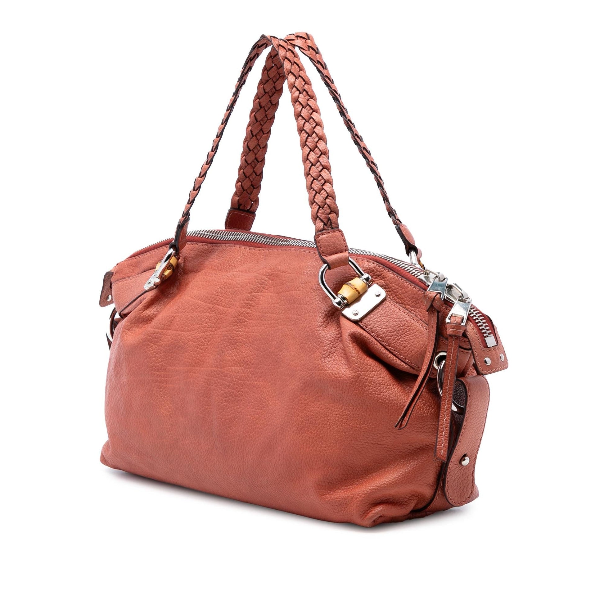 Gucci Medium Leather Bamboo Bar Tote