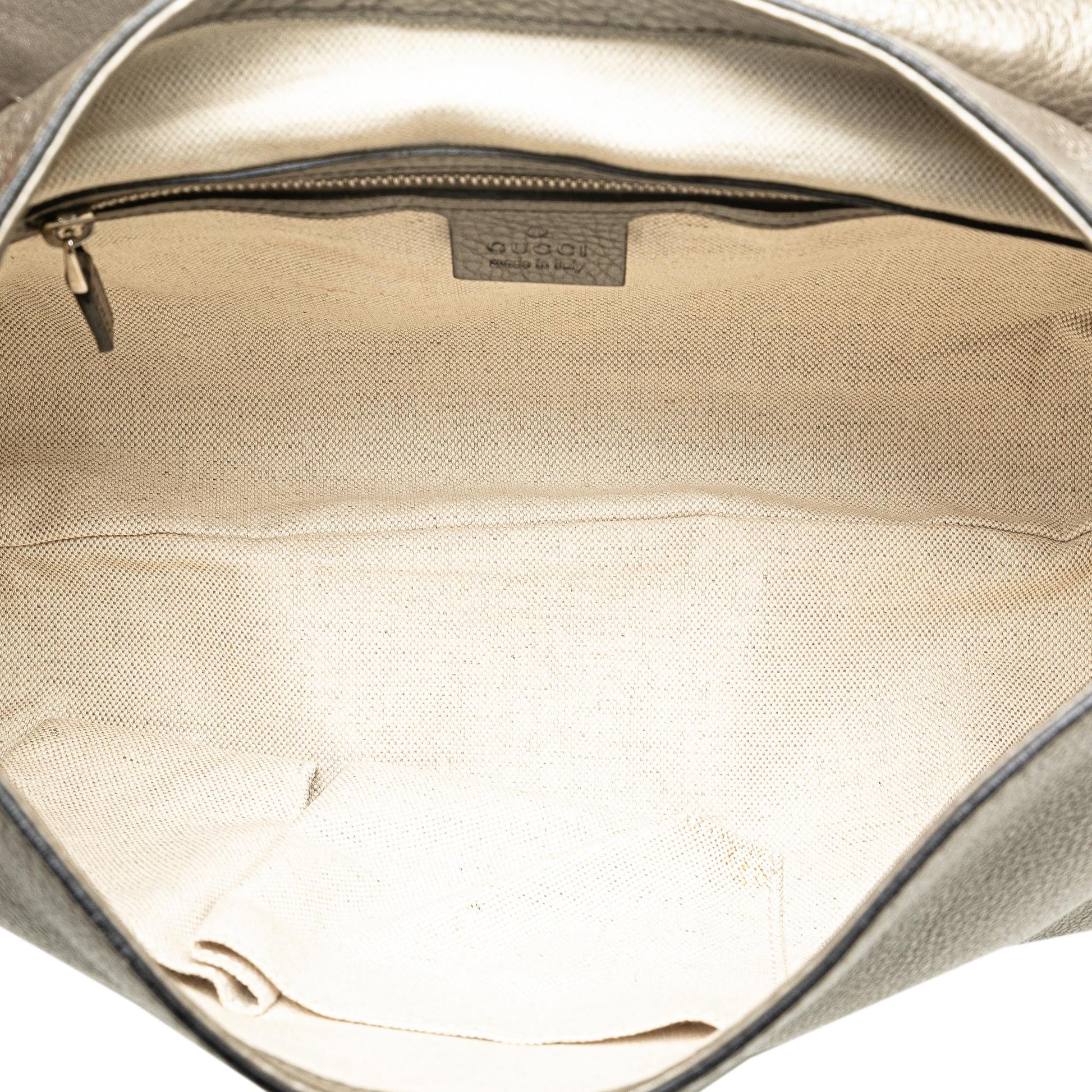 Gucci Medium Leather Techno Horsebit Flap Shoulder Bag