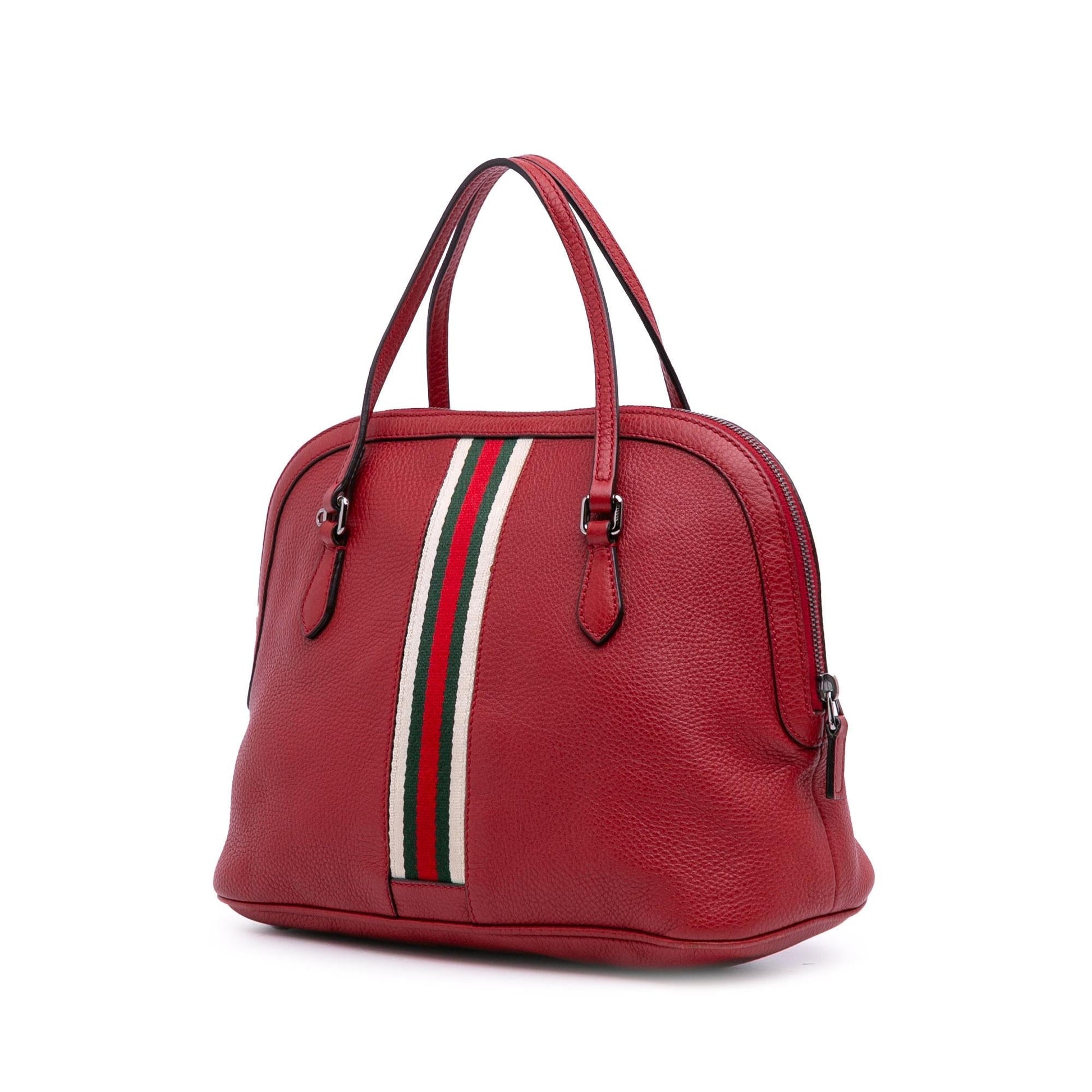 Gucci Medium Leather Web Dome Satchel