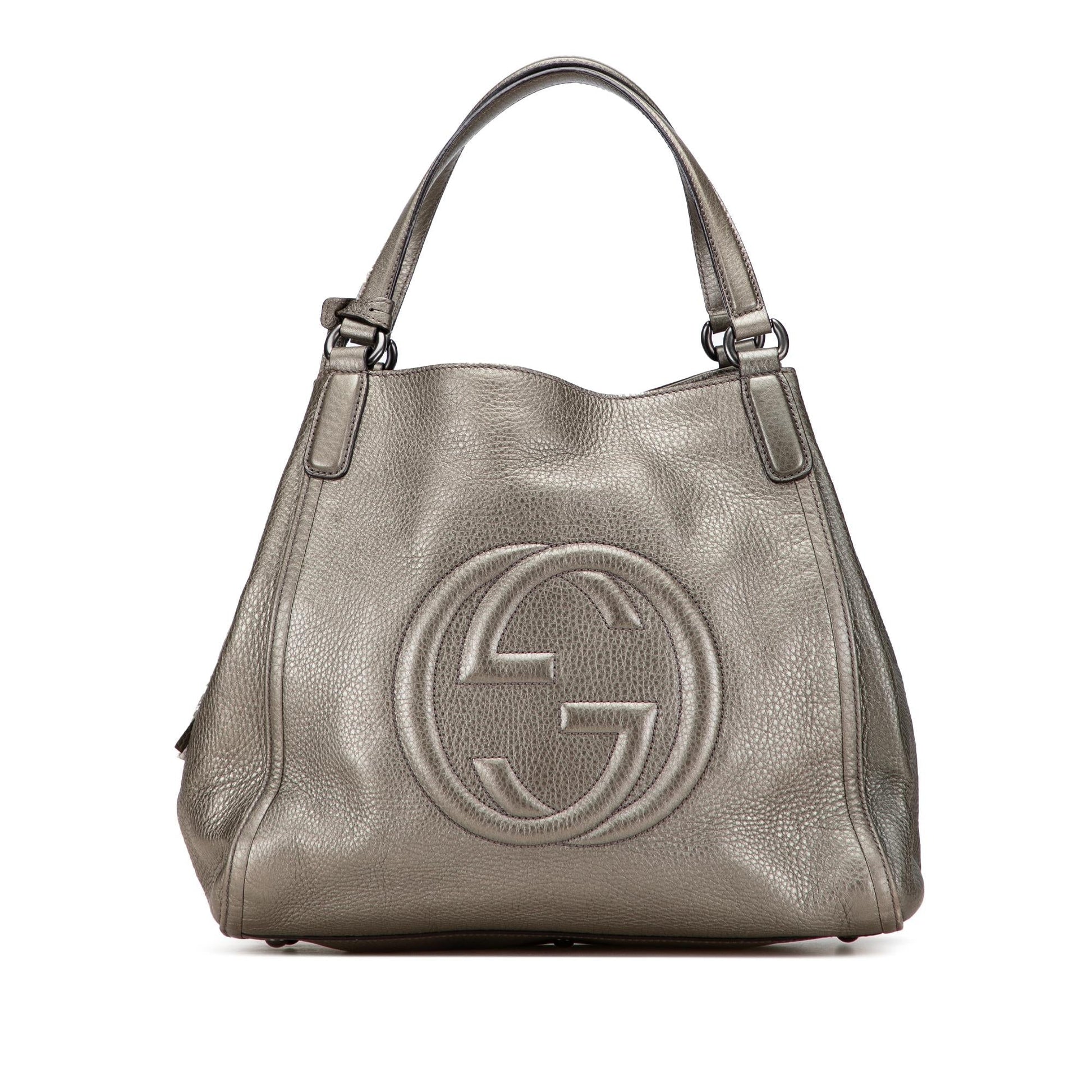 Gucci Medium Metallic Leather Soho Cellarius Tote