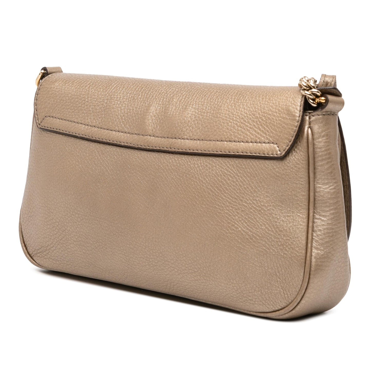 Gucci Medium Metallic Leather Soho Chain Flap Crossbody