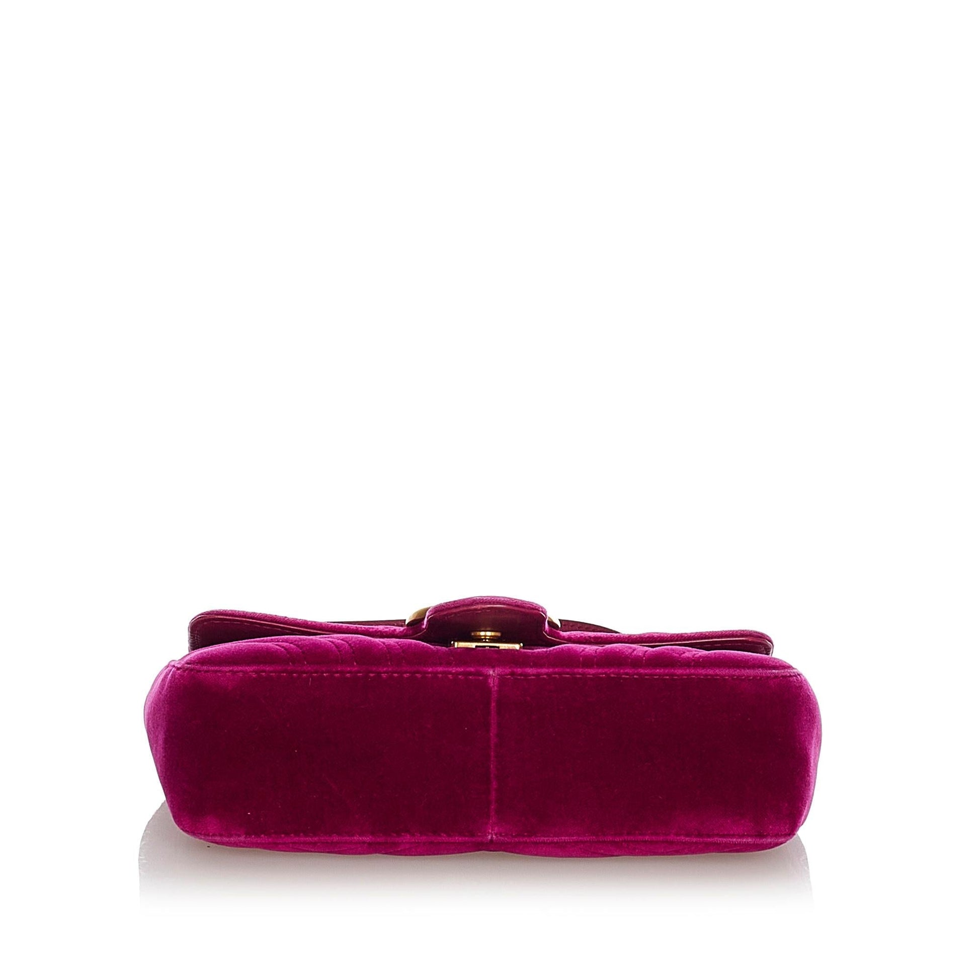 Gucci Mini GG Marmont Matelasse Velvet Crossbody Bag (SHG-29737)