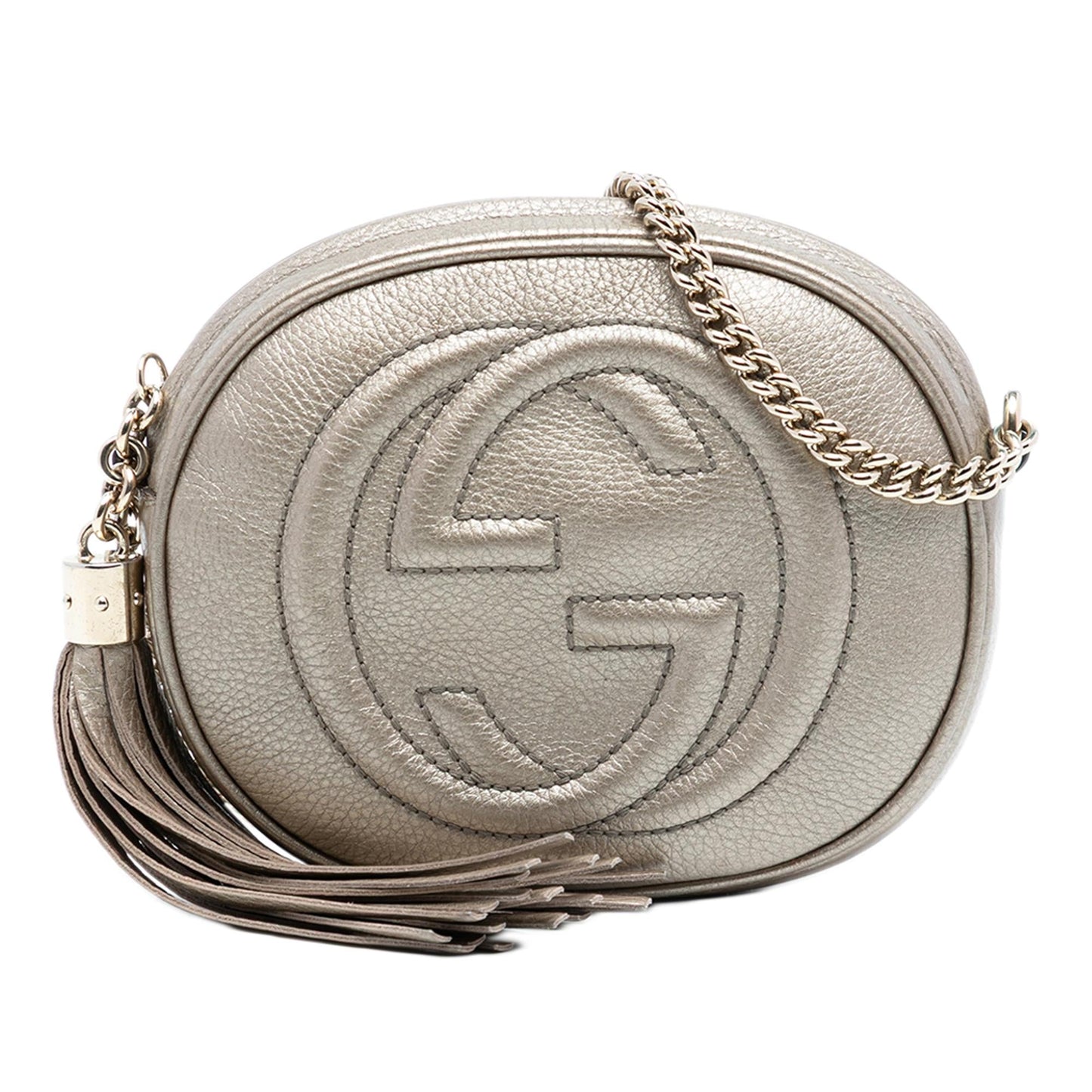 Gucci Mini Metallic Pebbled Calfskin Soho Chain Crossbody