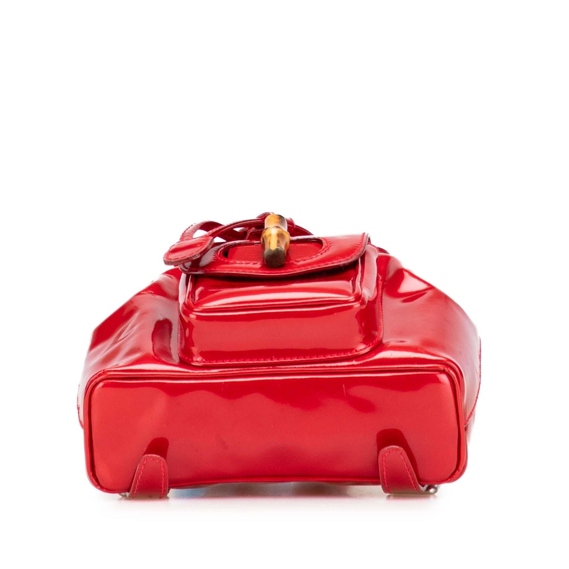 Gucci Mini Patent Bamboo Drawstring Backpack