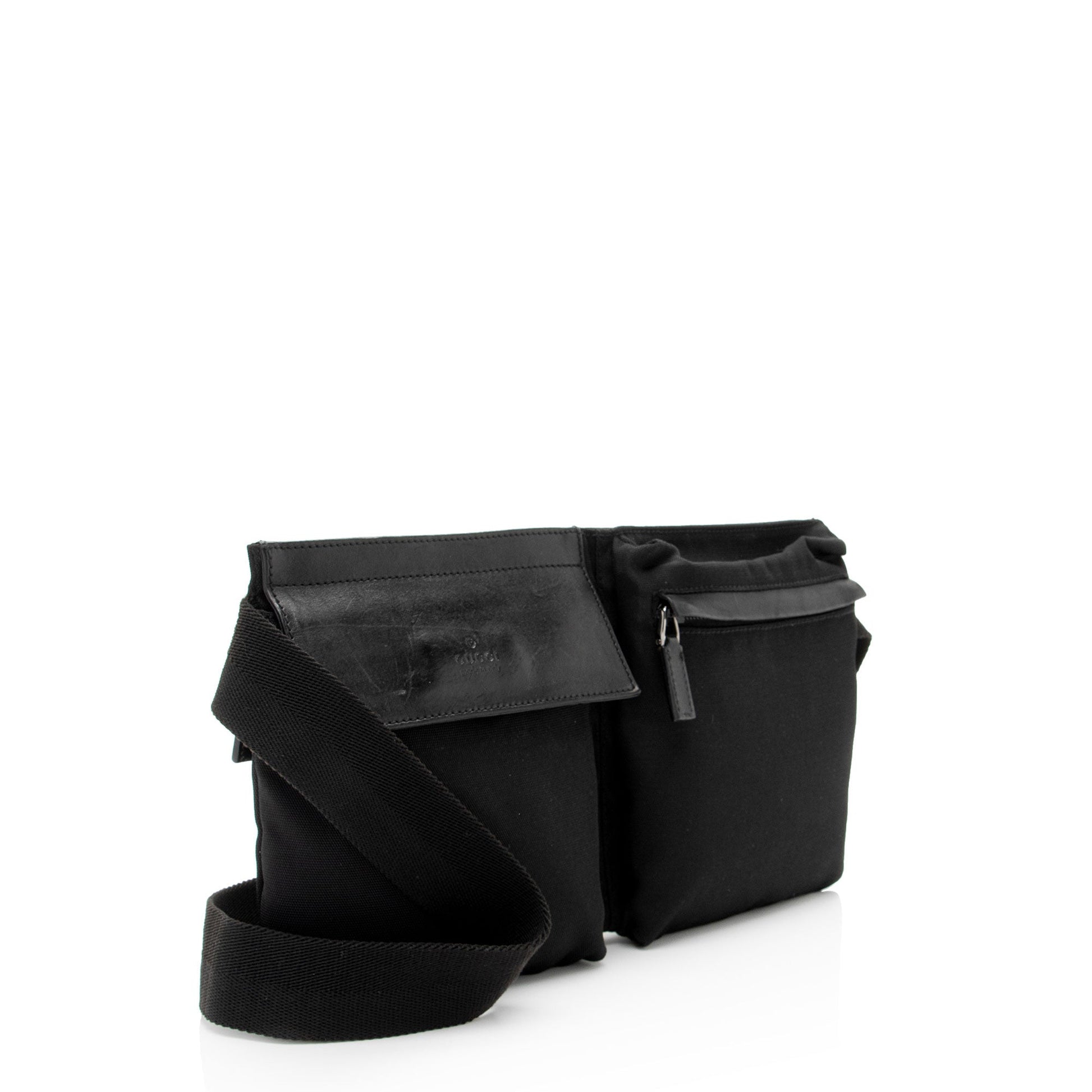 Gucci Nylon Leather Canvas Shoulder Bag