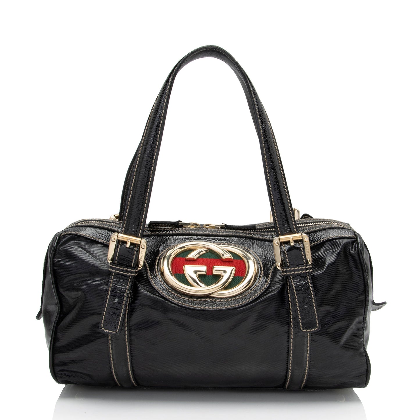 Gucci Nylon Leather Canvas Handbag