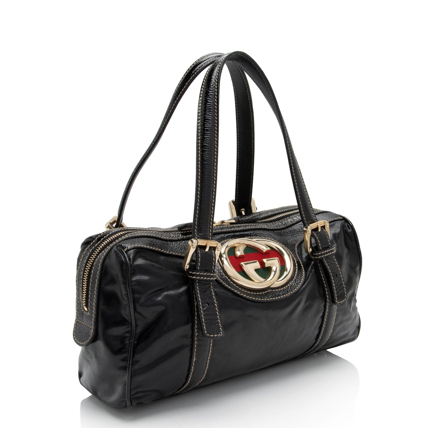 Gucci Nylon Leather Canvas Handbag