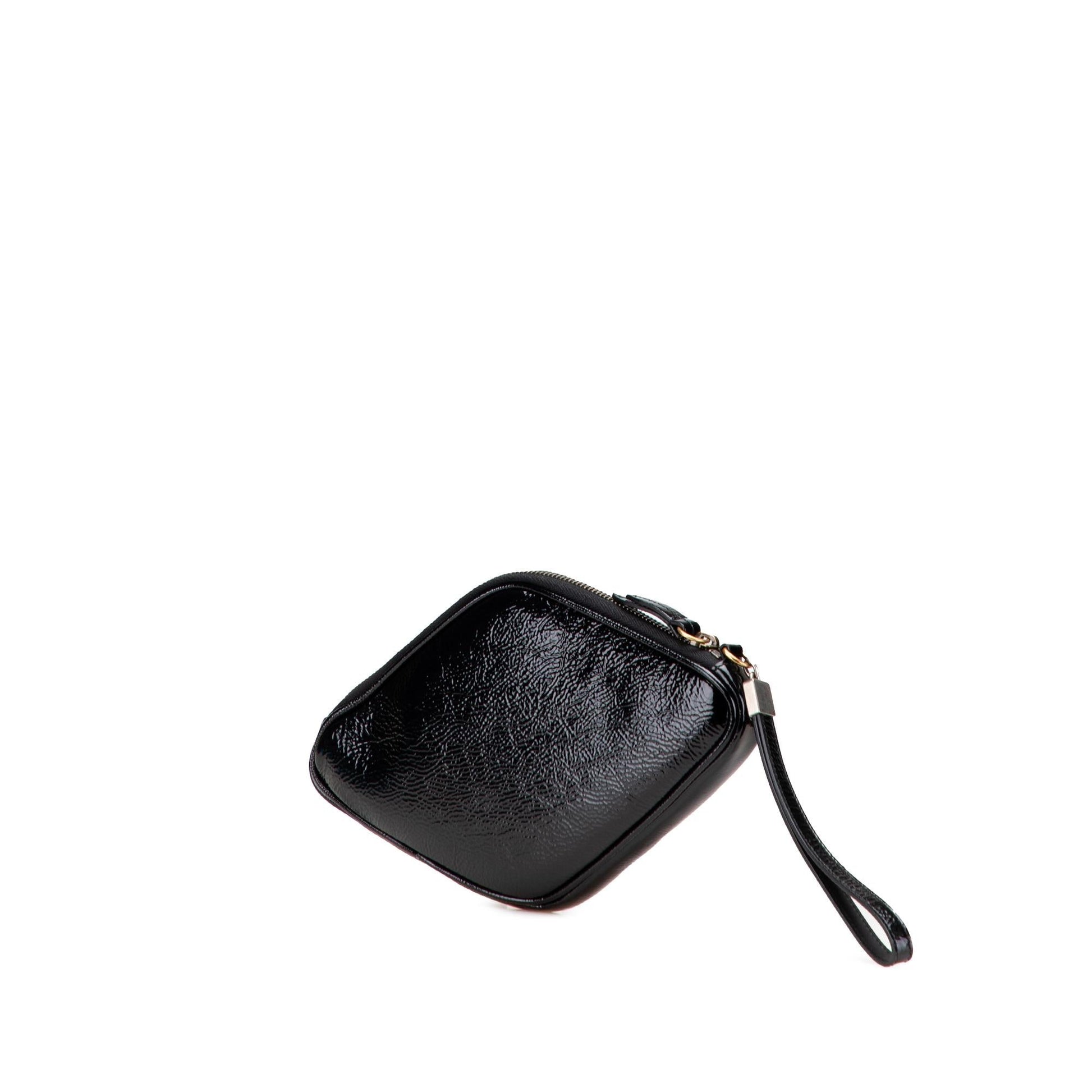 Gucci Patent and Rubber Game Patch Logo Wristlet Bag