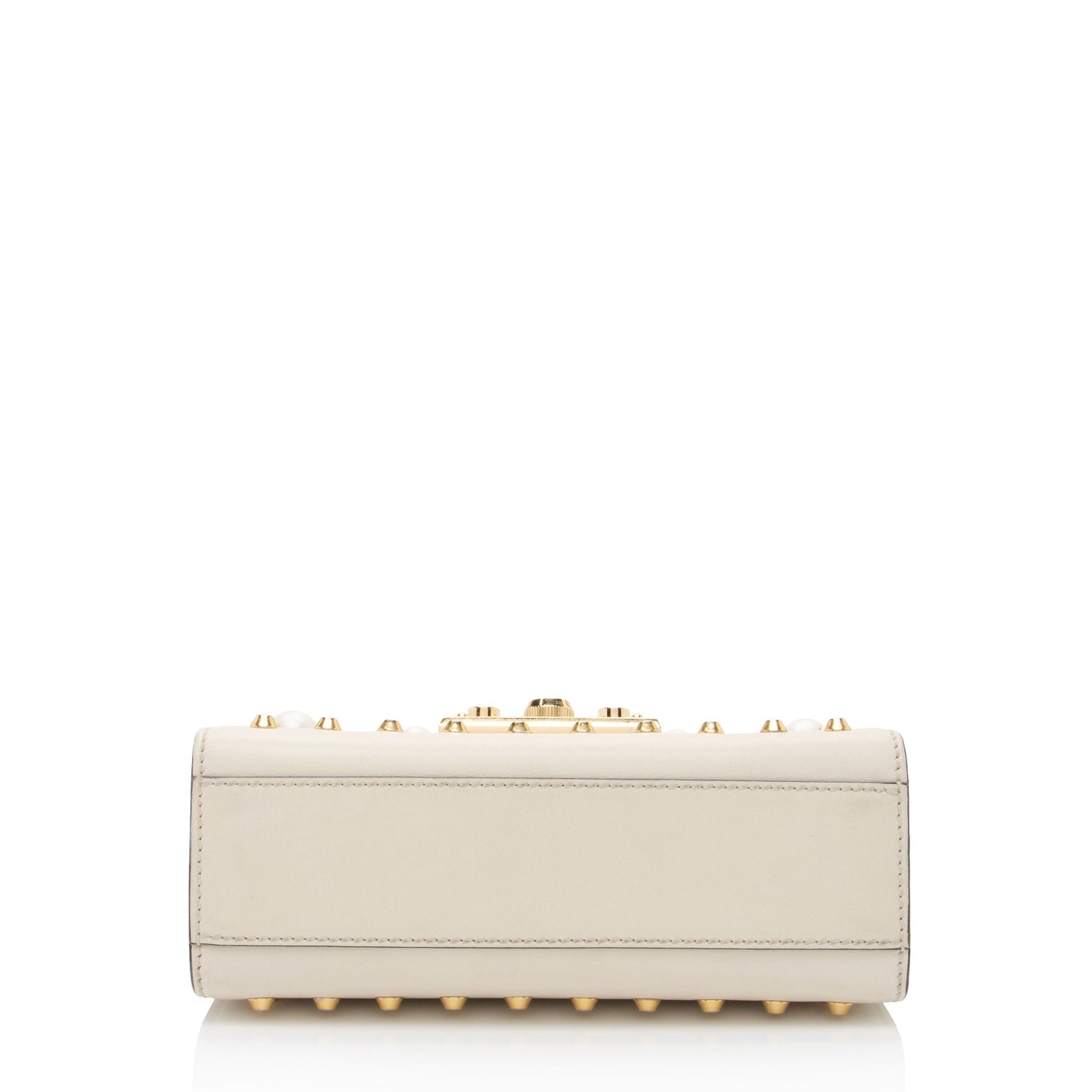 Gucci Pearl Embellished Leather Padlock Small Shoulder Bag (SHF-2JmpQy)
