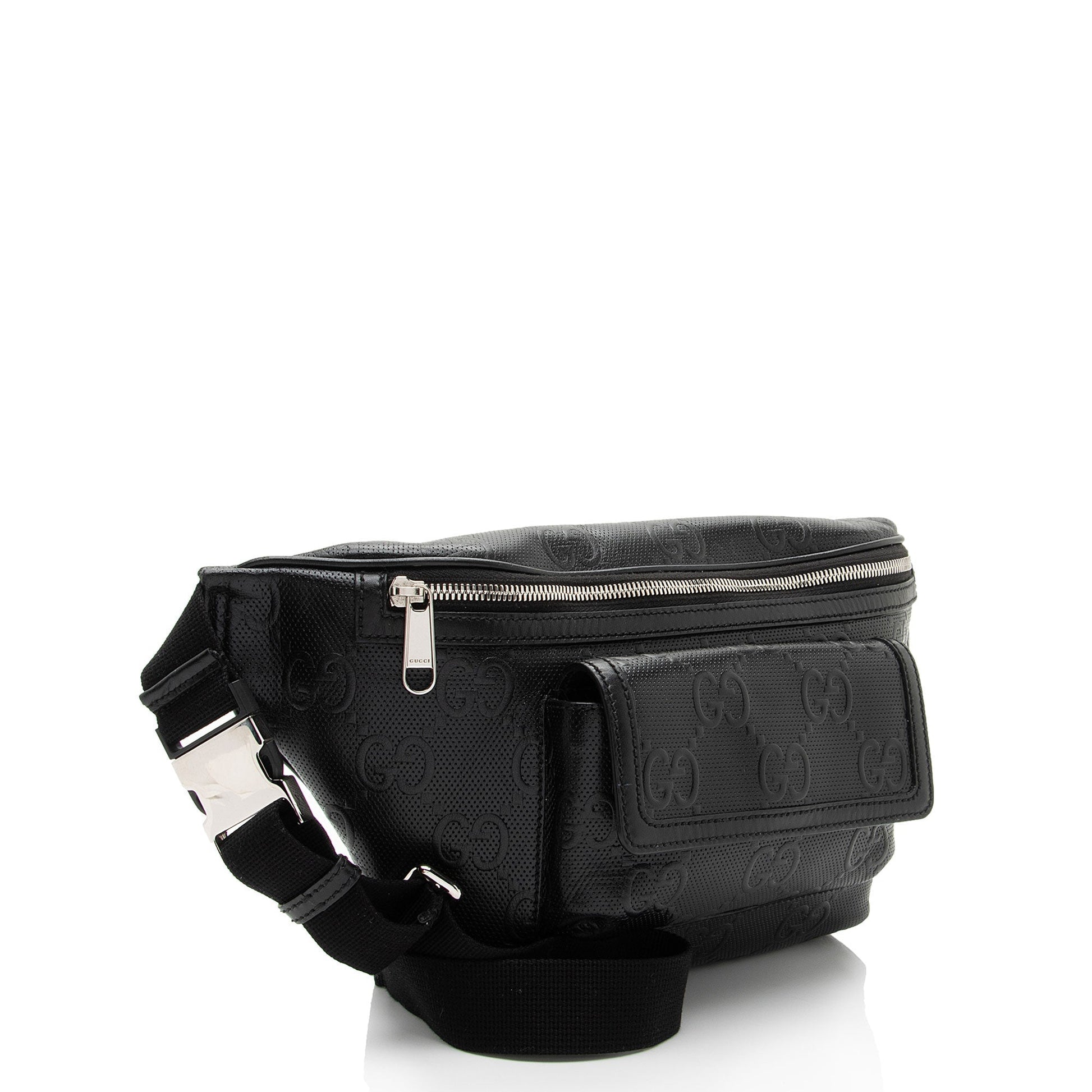 Gucci Perforated Embossed Leather GG Pocket Belt Bag (SHF-TJNqCI)