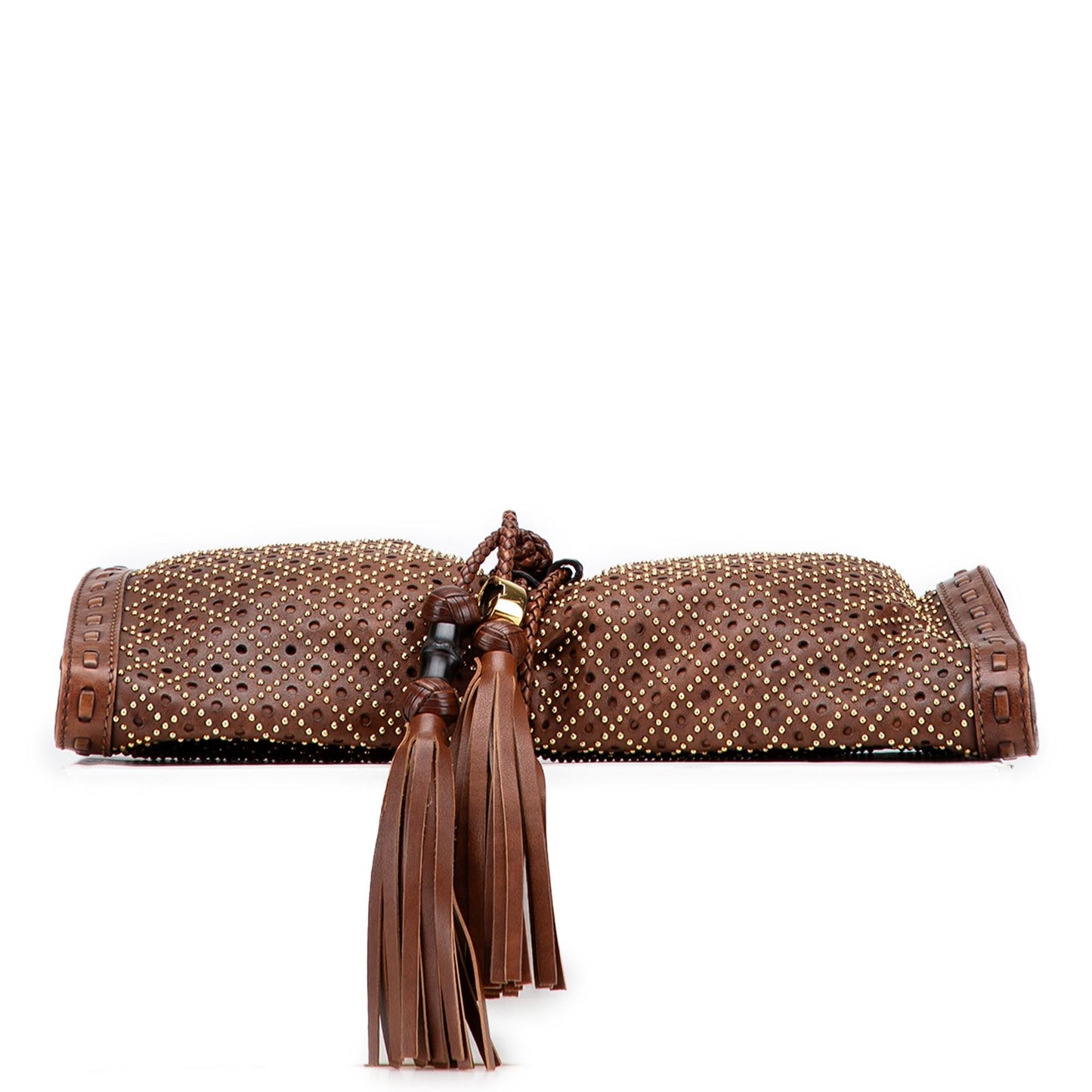 Gucci Perforated Leather Studded Malika Clutch