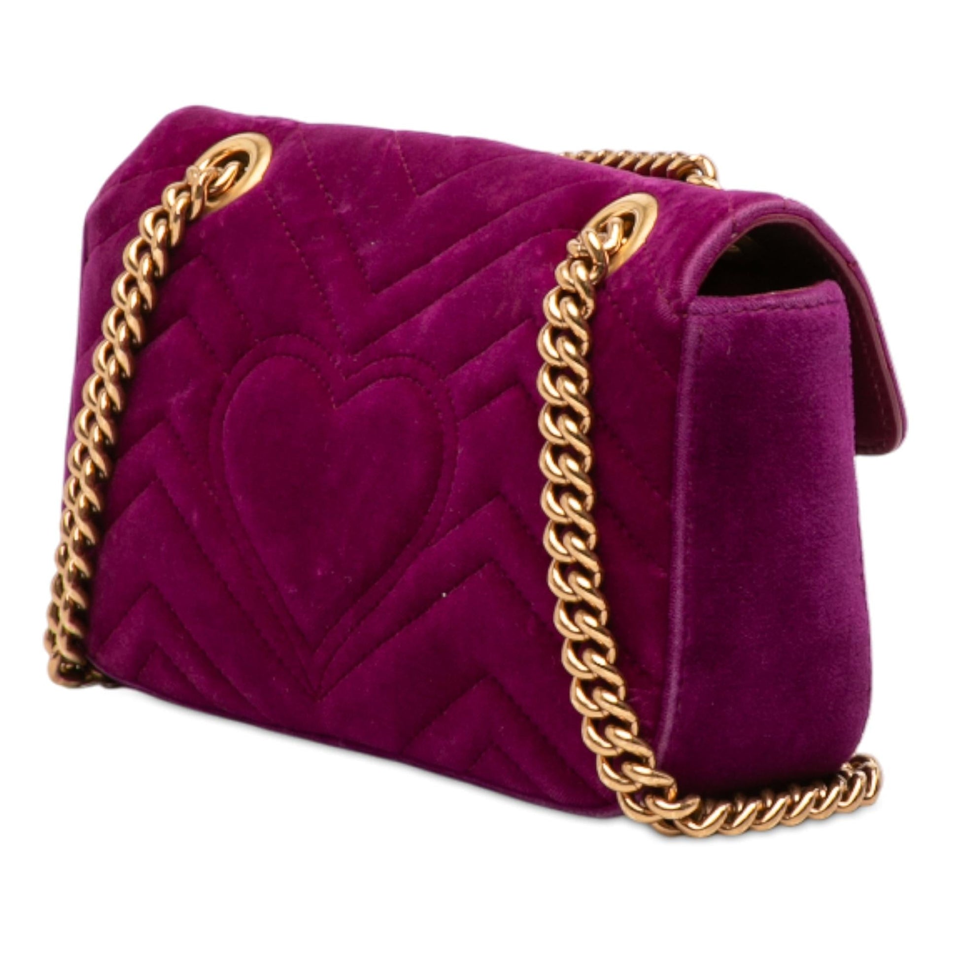 Gucci Small GG Marmont Matelasse Velvet Shoulder Bag