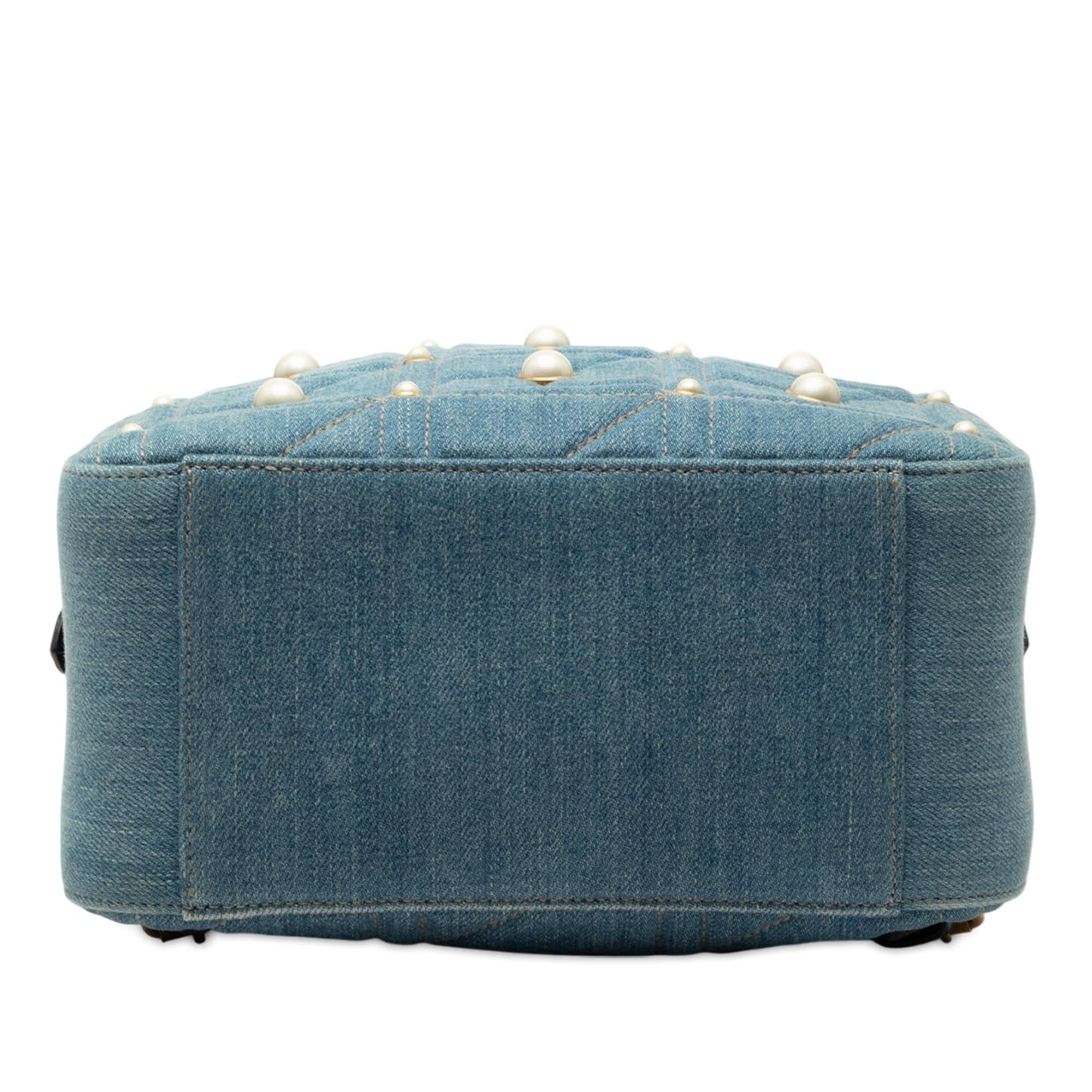 Gucci Small GG Marmont Pearl Studded Matelasse Denim Backpack