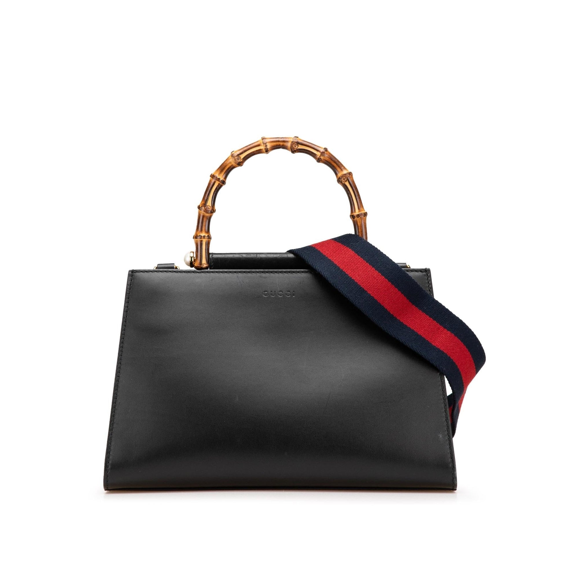 Gucci Small Leather Bamboo Nymphaea Satchel