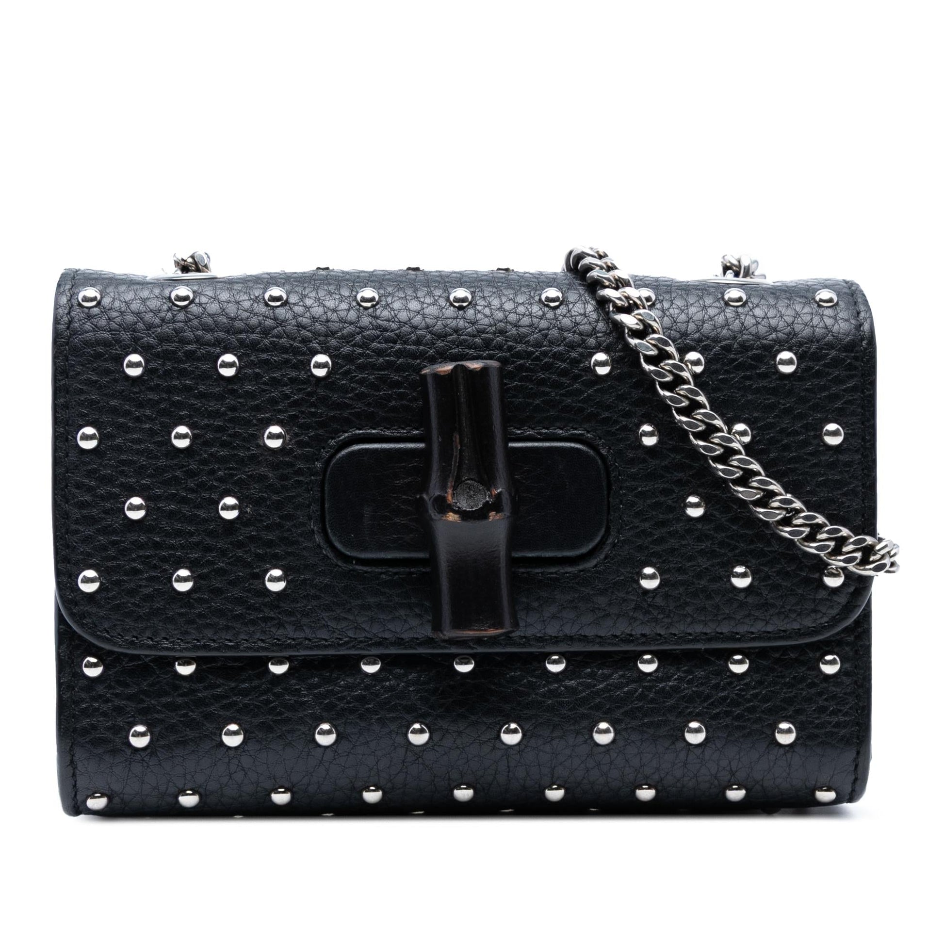 Gucci Small Leather Studded Miss Bamboo Crossbody
