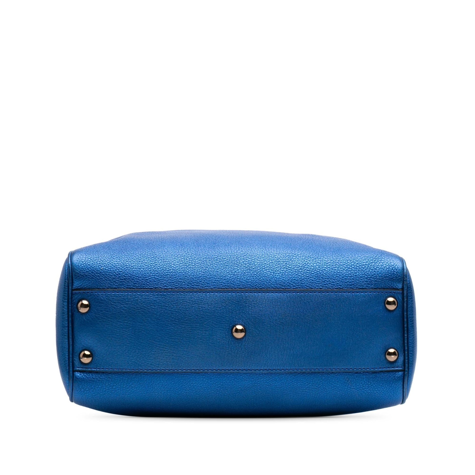 Gucci Small Metallic Calfskin Bamboo Shopper Satchel