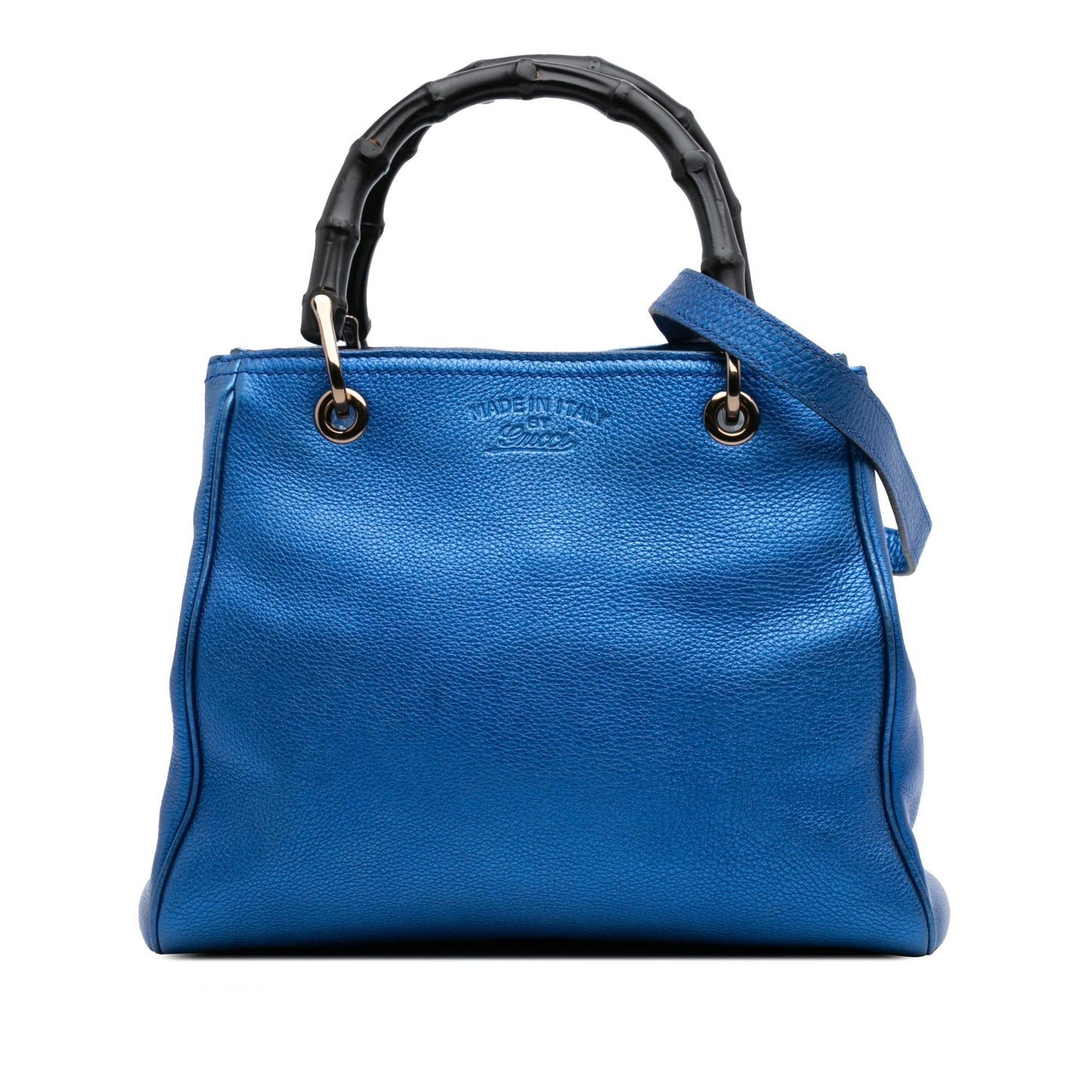 Gucci Small Metallic Calfskin Bamboo Shopper Satchel