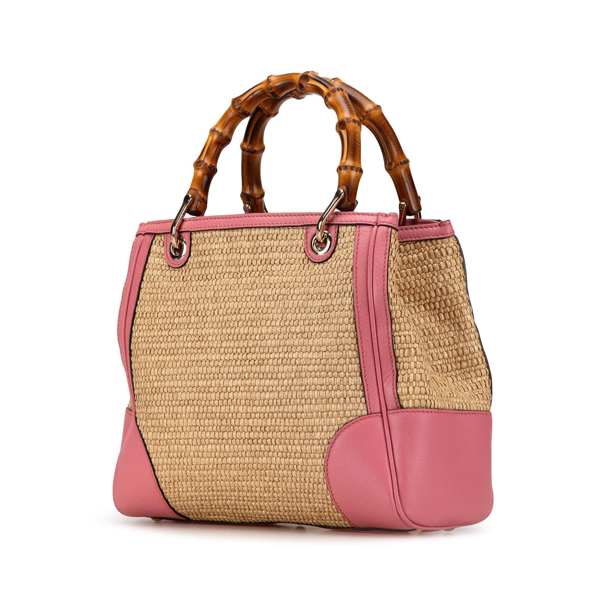 Gucci Small Raffia Bamboo Shopper Tote (SHG-705pfP)
