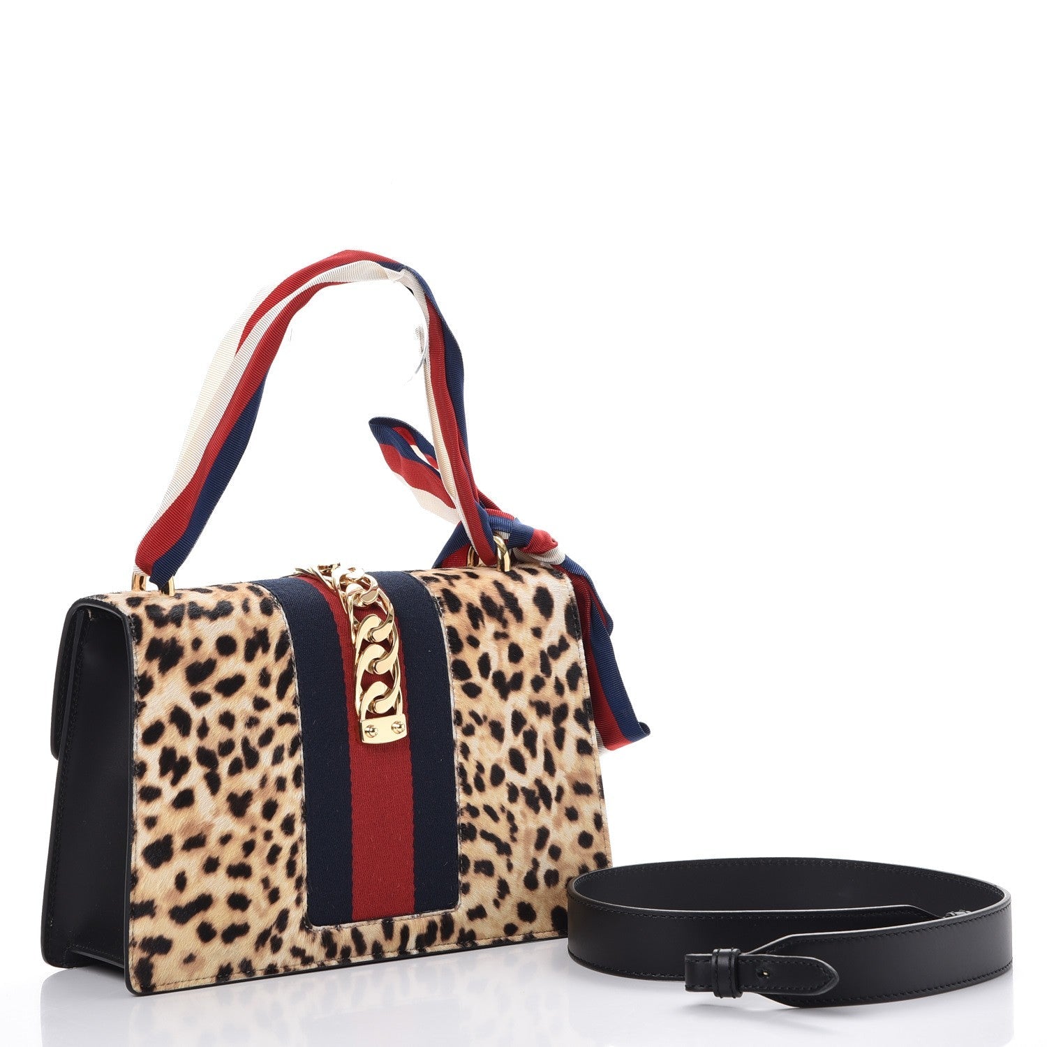 Gucci Nylon Caro Chain Leather Shoulder Bag