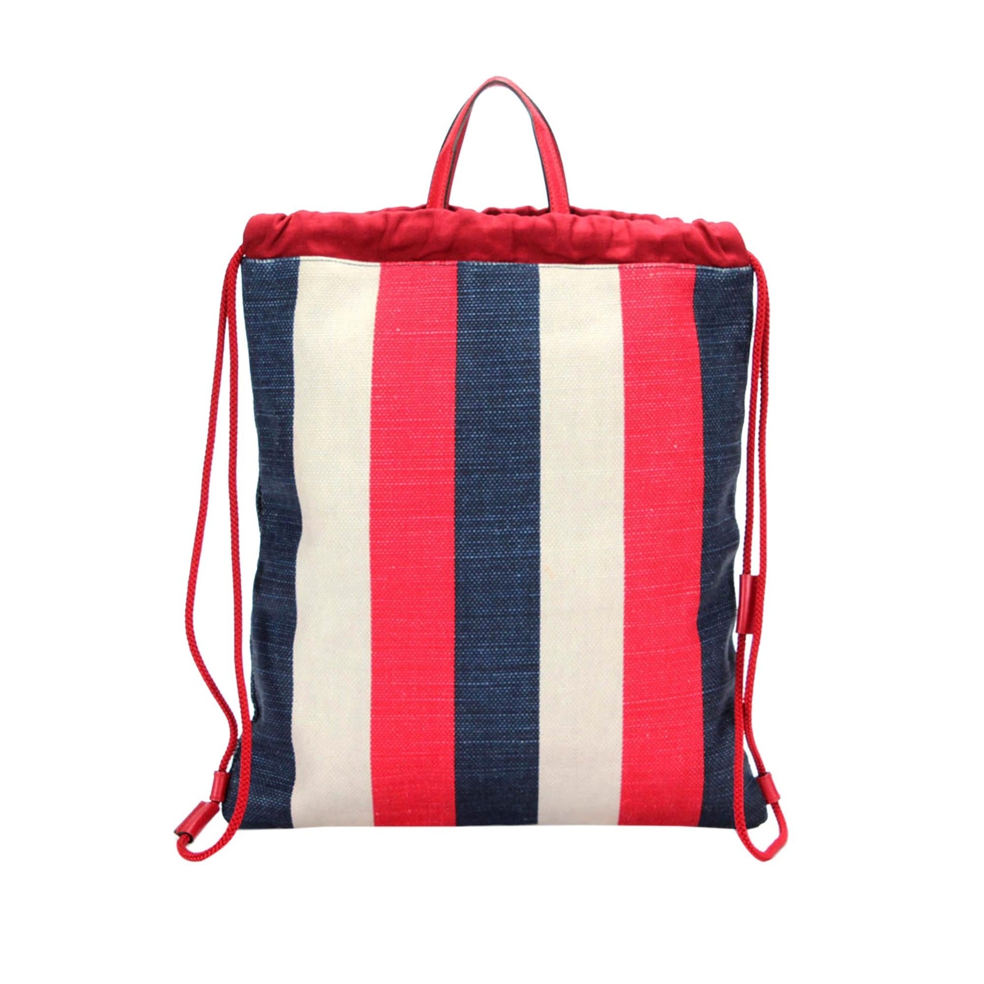 Gucci Sylvie Stripe Canvas Drawstring Backpack (SHG-q4xOwU)