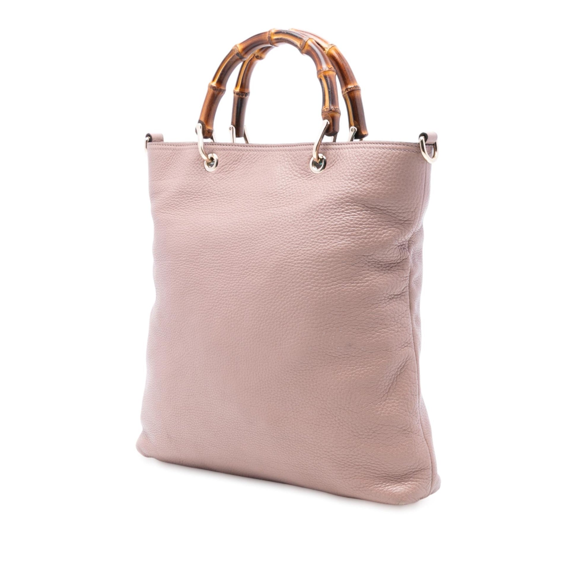 Gucci Tall Leather Bamboo Shopper Tote