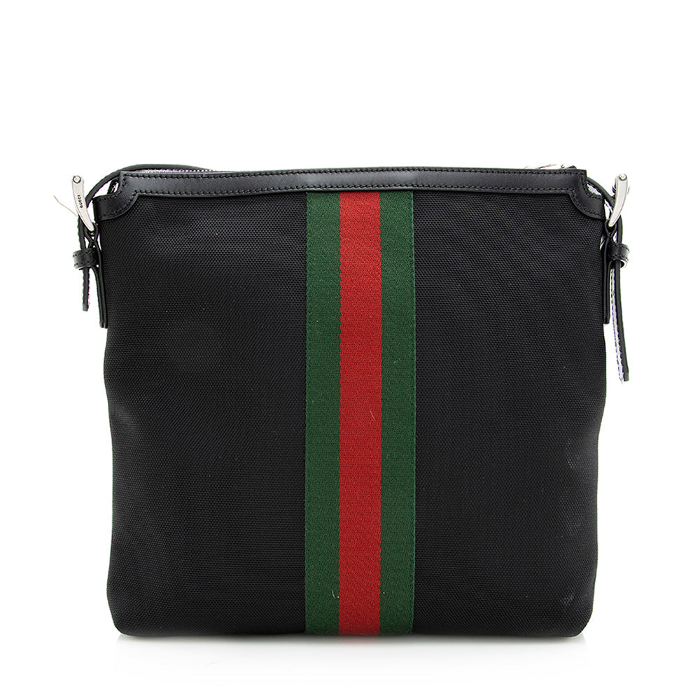 Gucci Web Leather Canvas Shoulder Bag Style 3