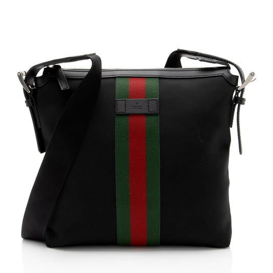 Gucci Nylon Leather Canvas Shoulder Bag