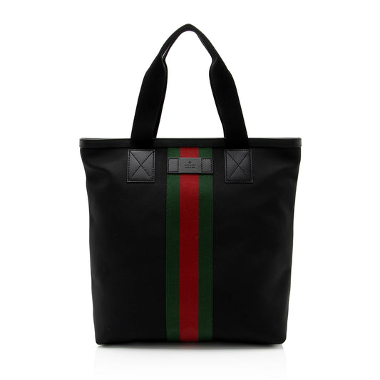 Gucci Nylon Leather Canvas Tote