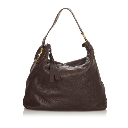 Gucci Twill Leather Shoulder Bag (SHG-31844)