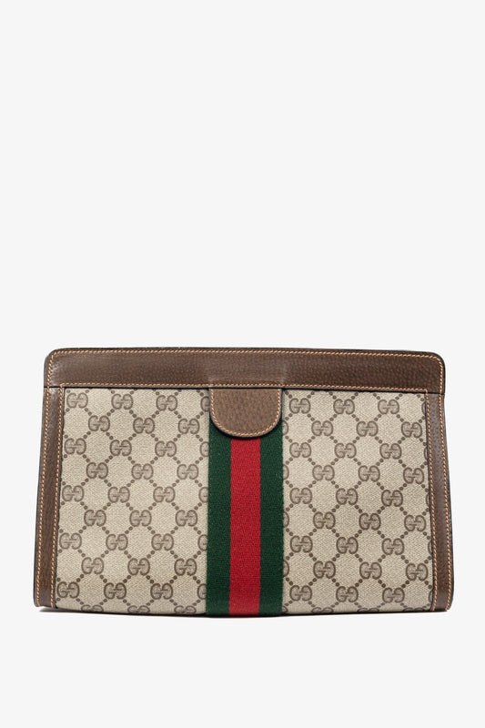 Gucci Monogram Leather Canvas Clutch