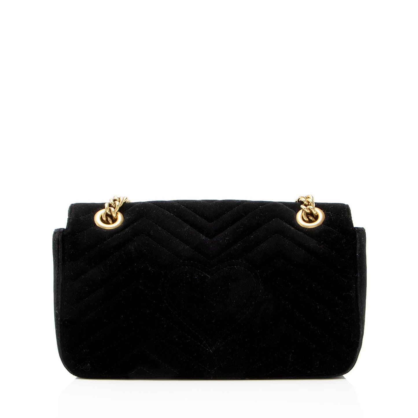 Gucci Velvet Embellished Hearts GG Marmont Medium Flap Bag