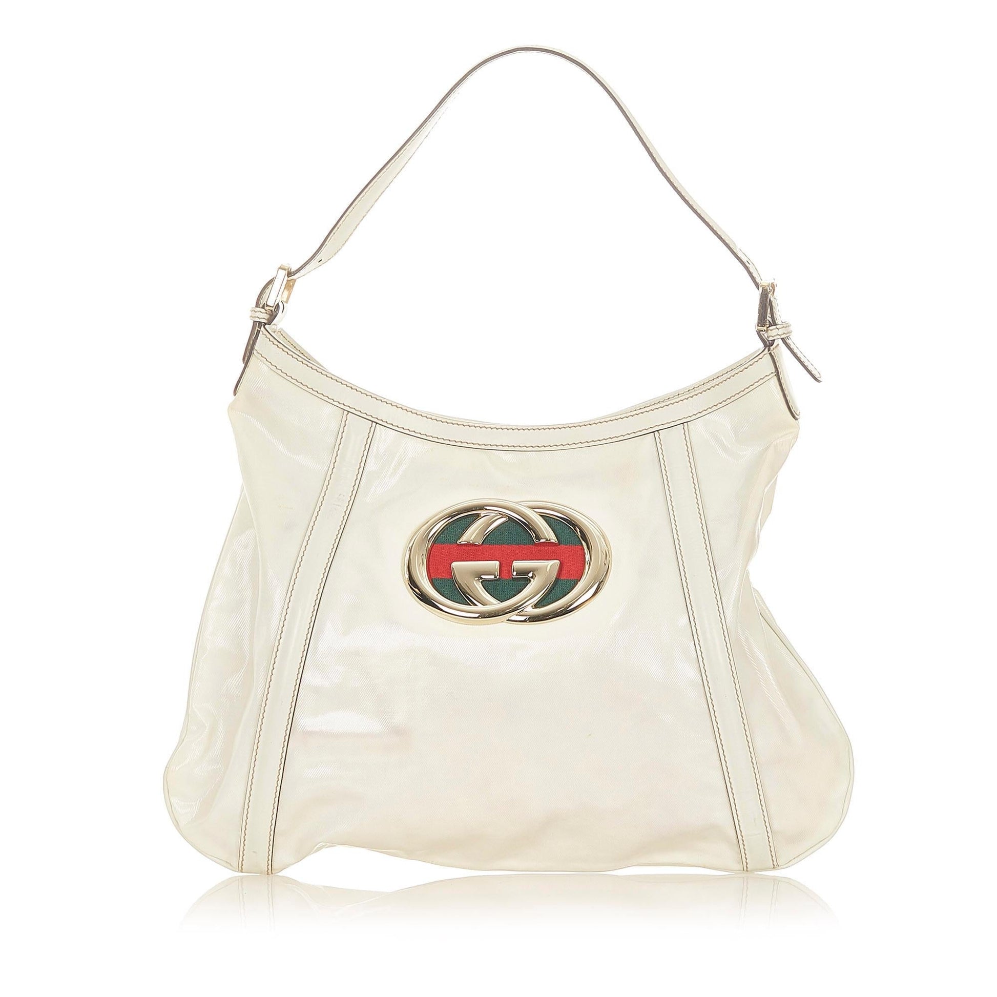 Gucci Web Leather Patent Leather Shoulder Bag