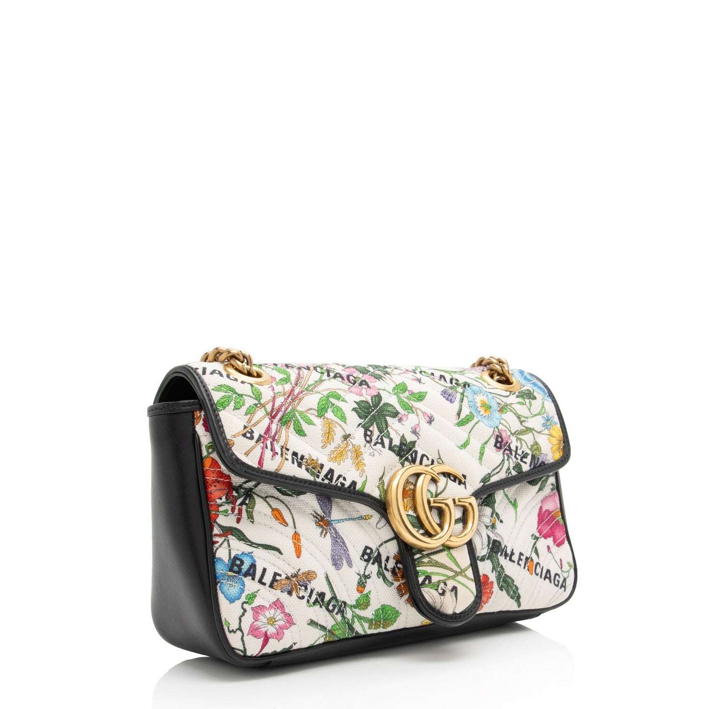 Gucci x Luxury Balenciaga Trending 2026 Canvas Flora GG Marmont The Hacker Project Small Flap Shoulder Bag (SHF-nCZEe5)