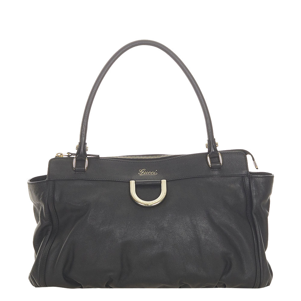 GUCCI BLACK LEATHER D-RING BAG
