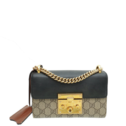 Gucci Tricolor GG Supreme Padlock Small Shoulder Bag