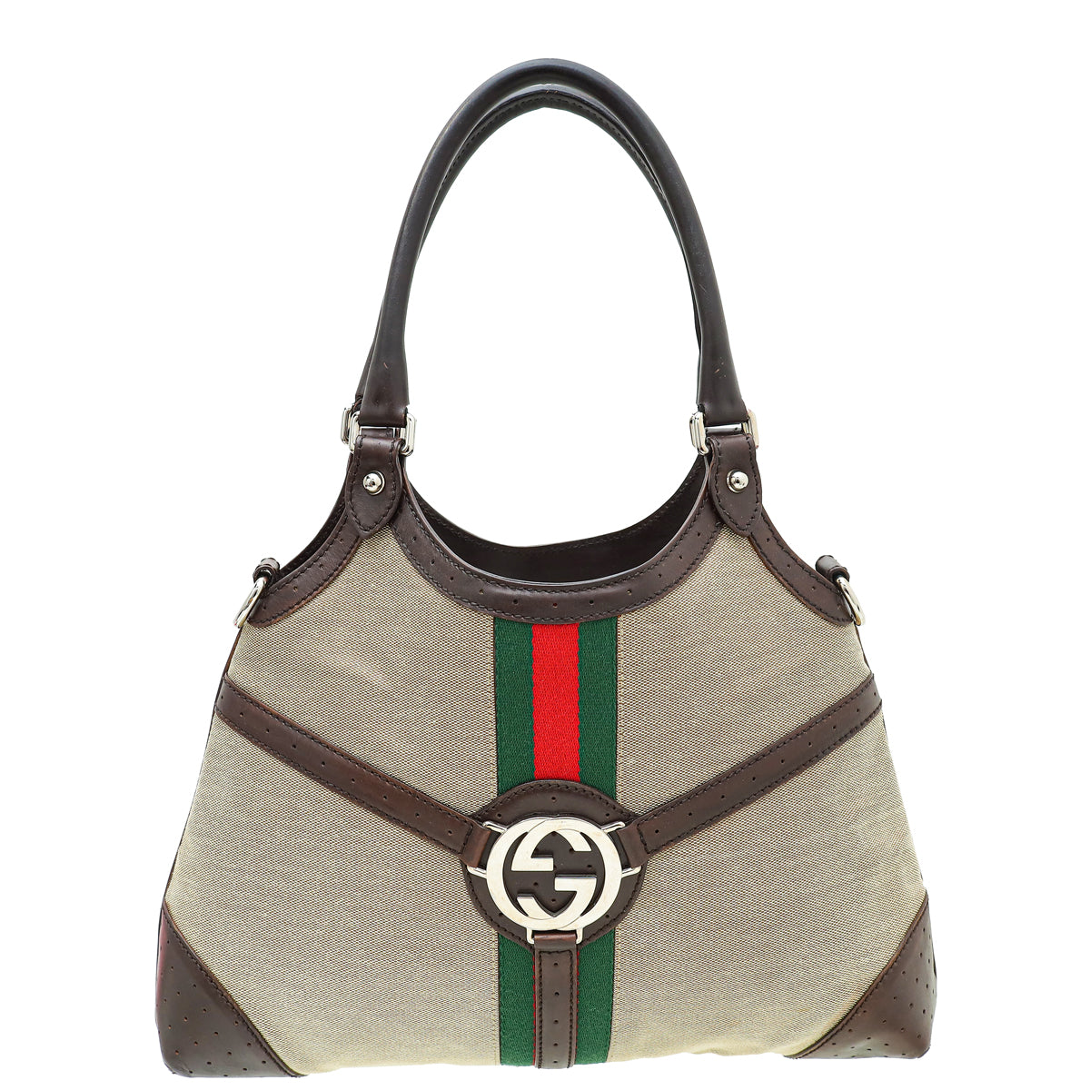 Gucci Leather Canvas Shoulder Bag