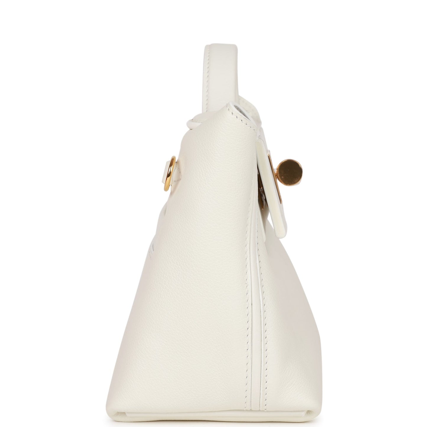 Luxury Hermes Mini 24/24 Bag White Evercolor and Swift Gold Hardware