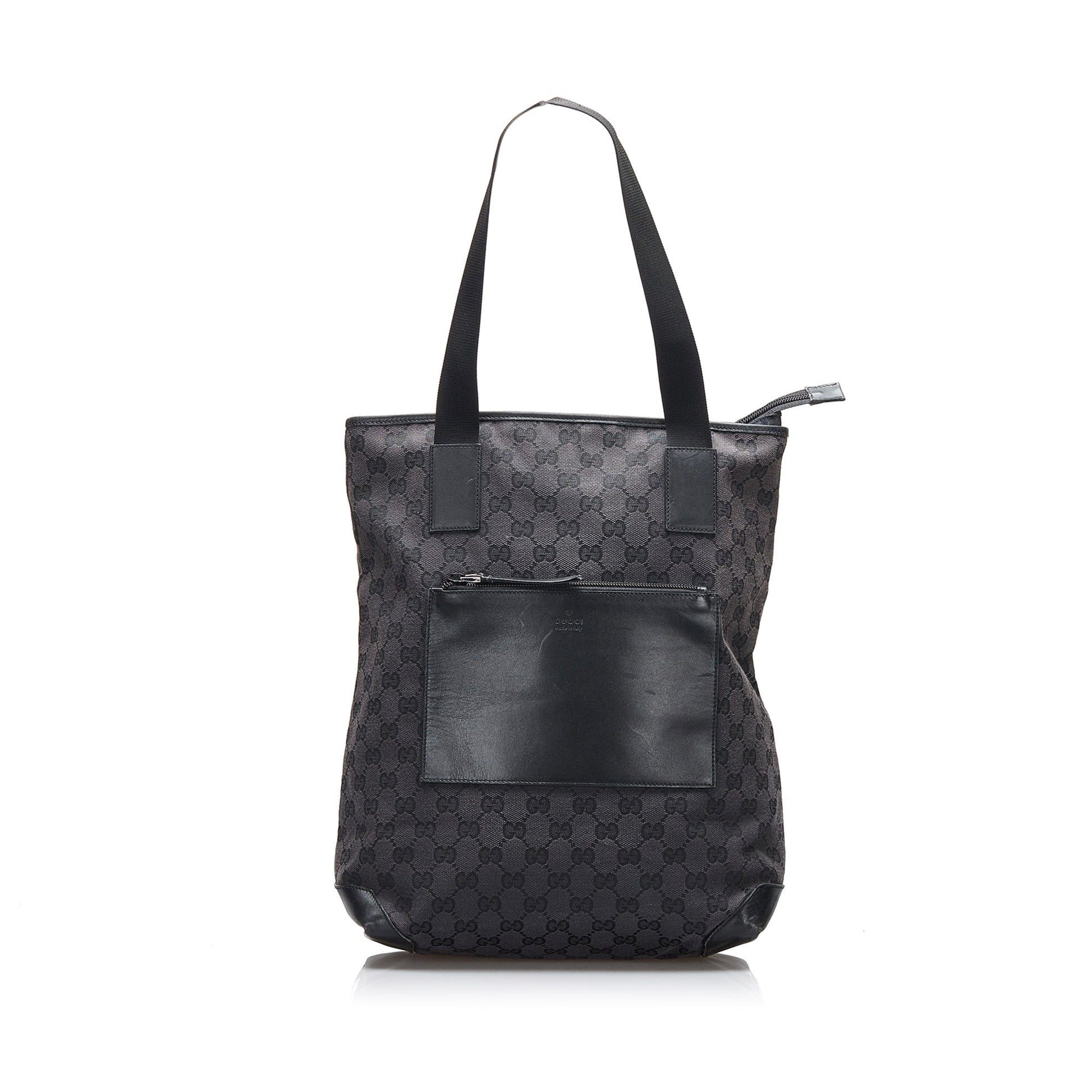 Gucci Black Leather Canvas Tote Style 35