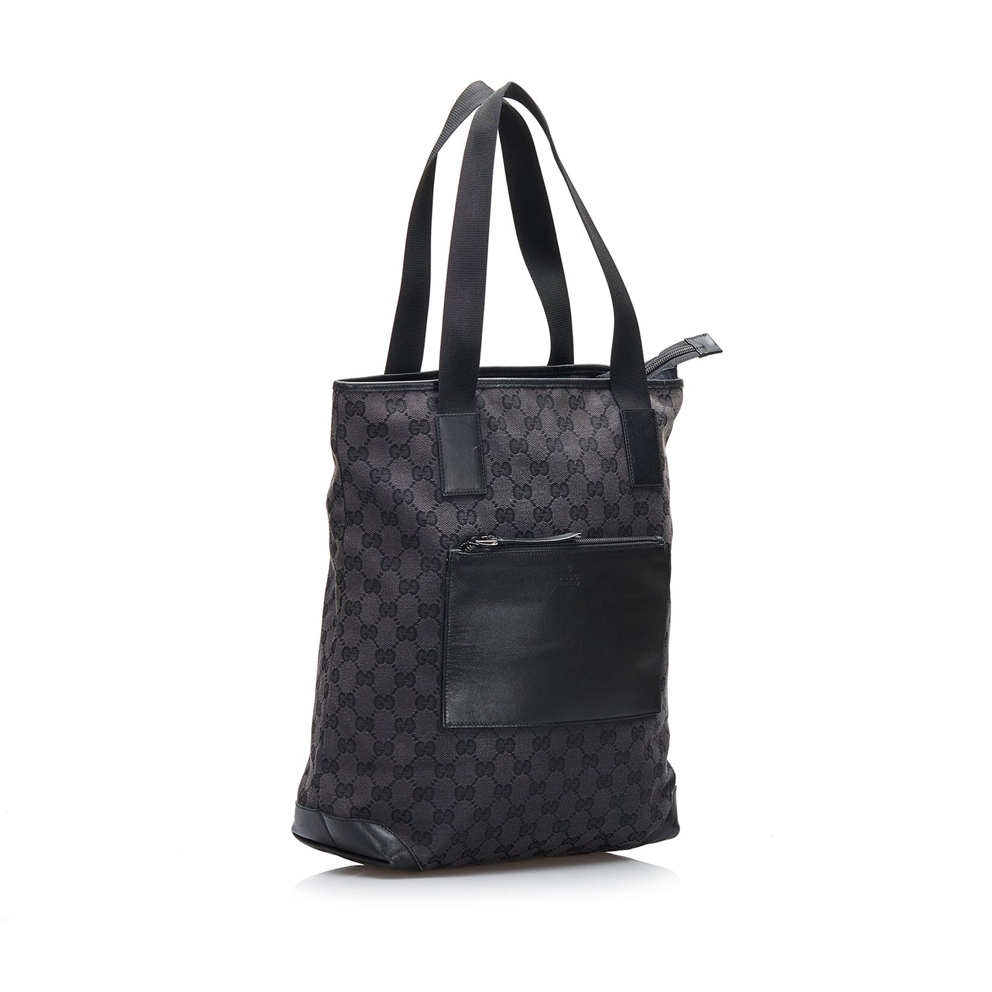Gucci Black Leather Canvas Tote Style 35