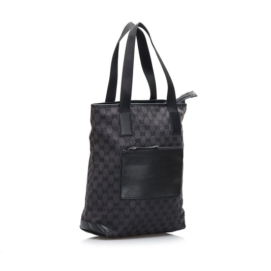 Gucci Black Leather Canvas Tote Style 35