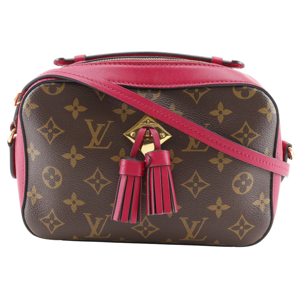 LOUIS VUITTON Shoulder Bag Monogram canvas Brown / red Saintonge Women