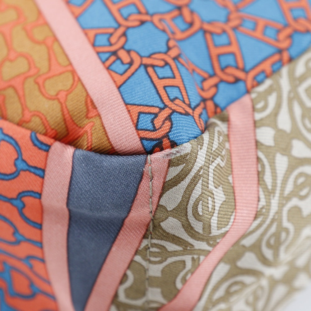 HERMES Pouch Silk, Vaubarenia Brown / orange CARRE EN CRAVATES Foolby 20 Women