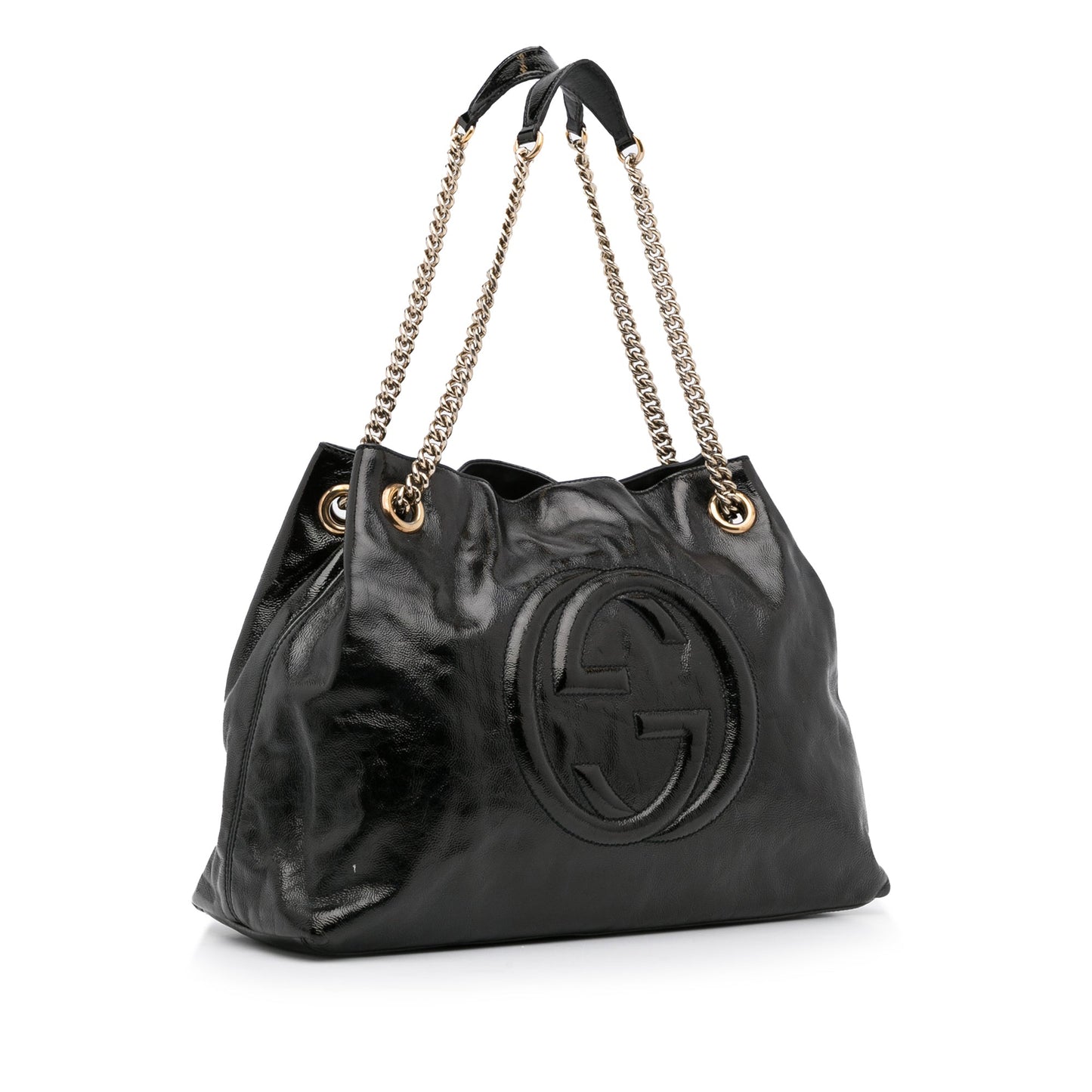 Gucci Soho Black Leather Patent Leather Tote