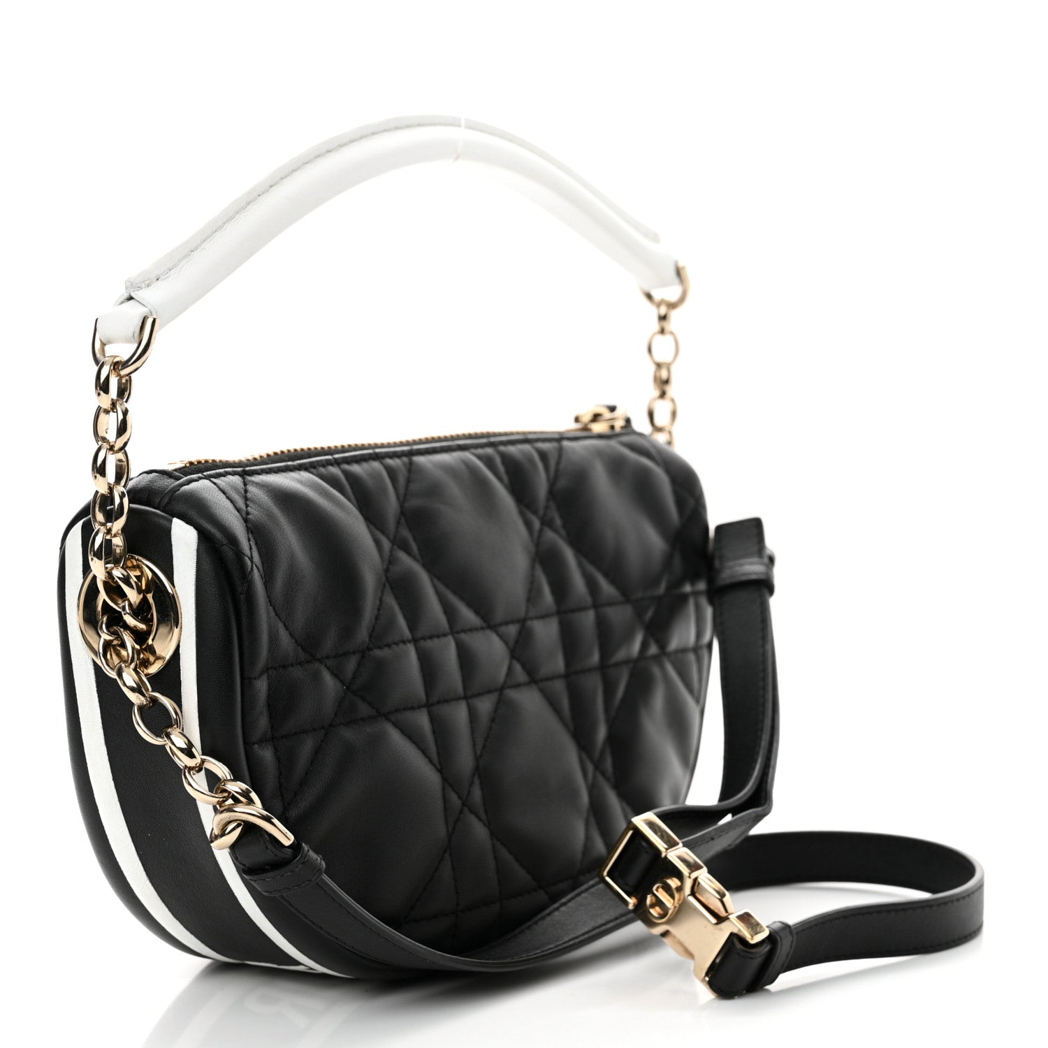 Christian Dior Lambskin Cannage Small Dior Vibe Hobo Bag Black