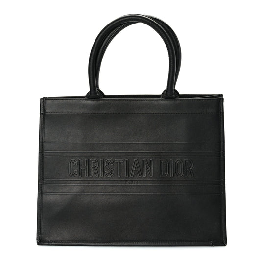 Christian Dior Calfskin Embossed Medium Book Tote Black