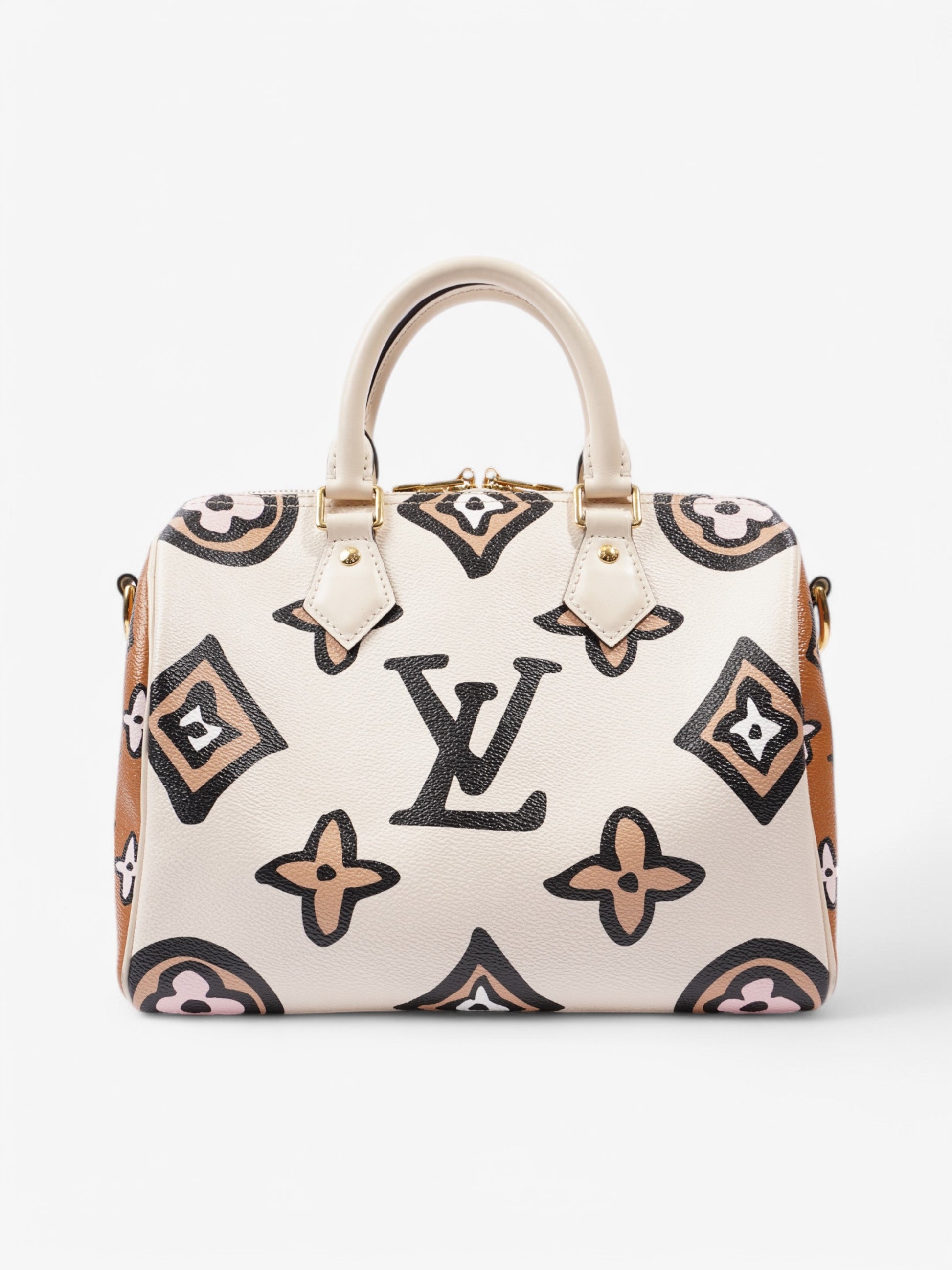 Louis Vuitton Speedy Bandouliere Cream / Brown Coated Canvas 25